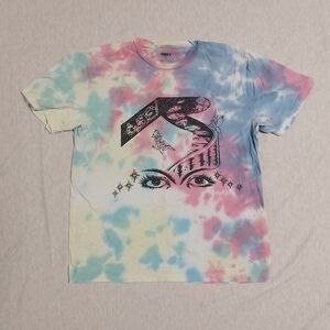 Obey size small tie dye pastel eye print t shirt short sleeve dolls kill